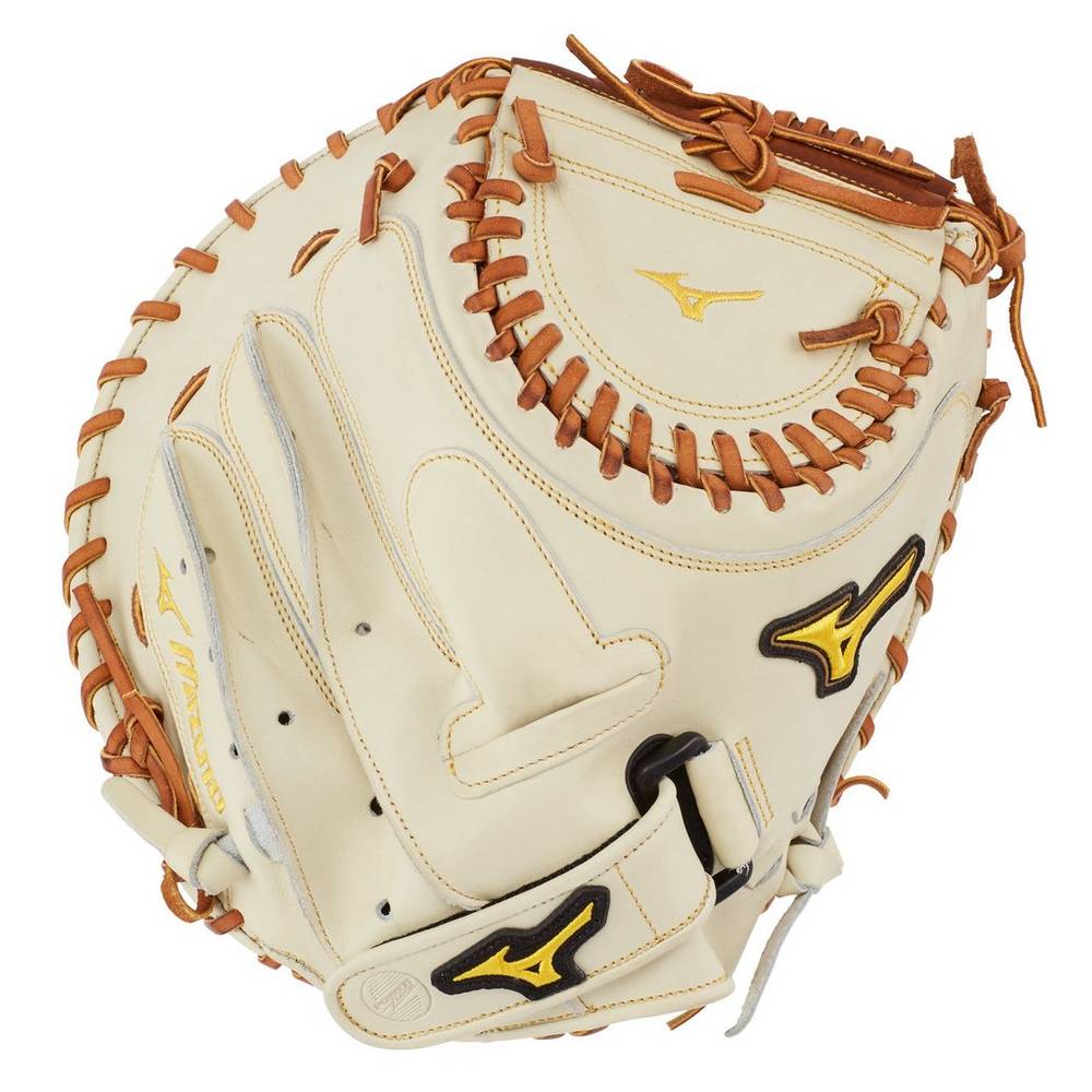 Womens Mizuno Classic Series Fastpitch 34.5" Softball Catchers Mitt Silver/Brown Philippines (ZJTRBA